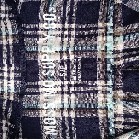 MOSSIMO SUPPLY CO. MEN'S BLUE PLAID LONG-SLEEVE BUTTON-DOWN SHIRT. SIZE S/P. - Picture 5 of 15